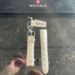 white quilted Michele 18mm watch band